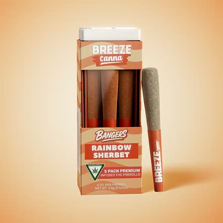Rainbox Sherbet - Infused Pre-Roll Pack 5 x .7g — BREEZE Canna