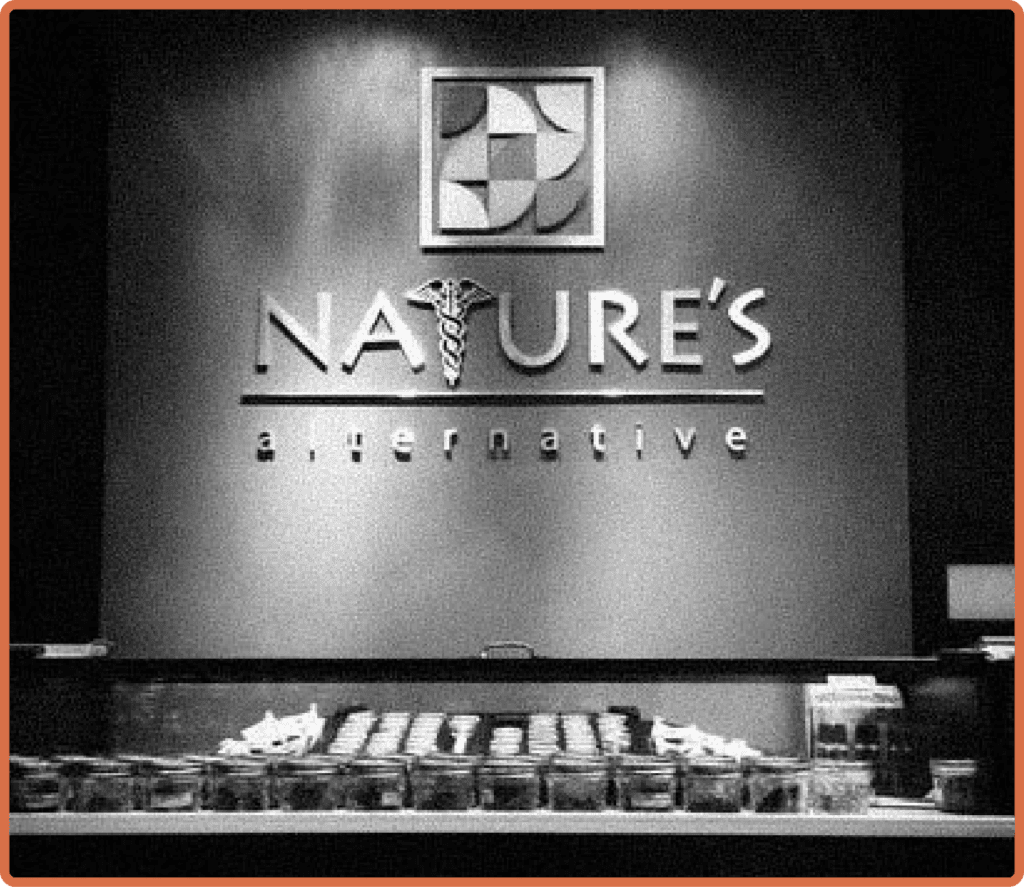 The Nature's Alternative storefront sign on Mack Avenue, Detroit